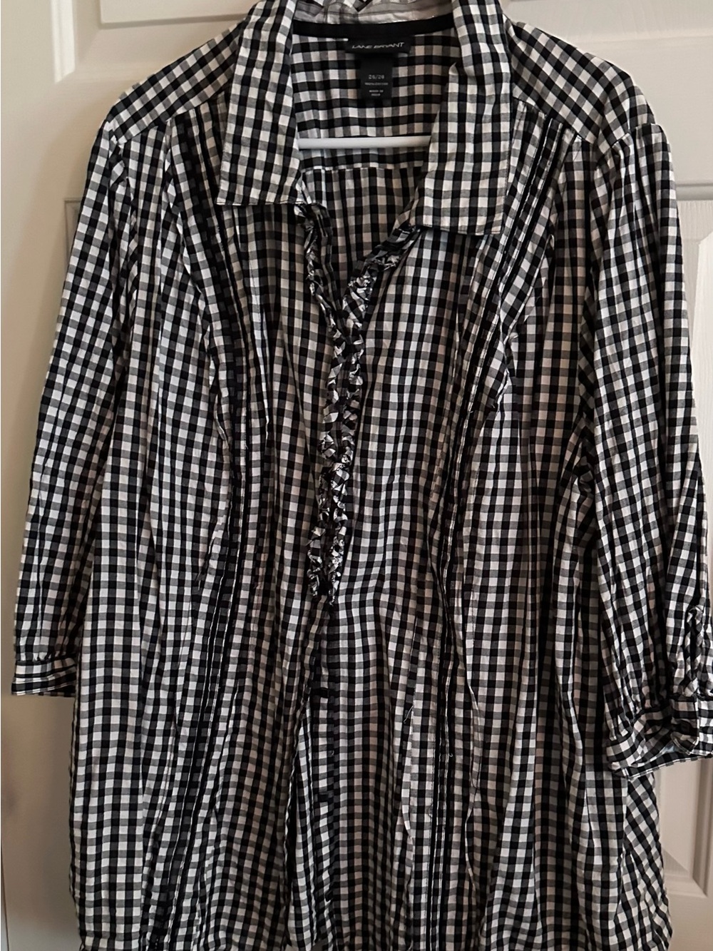 Lane Bryant Black & White Gingham Button-Down Shirt